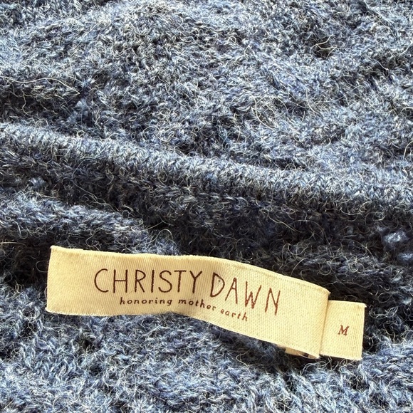 CHRISTY DAWN logan sweater short sleeve blue medium baby alpaca fur puff sleeve - Picture 7 of 8